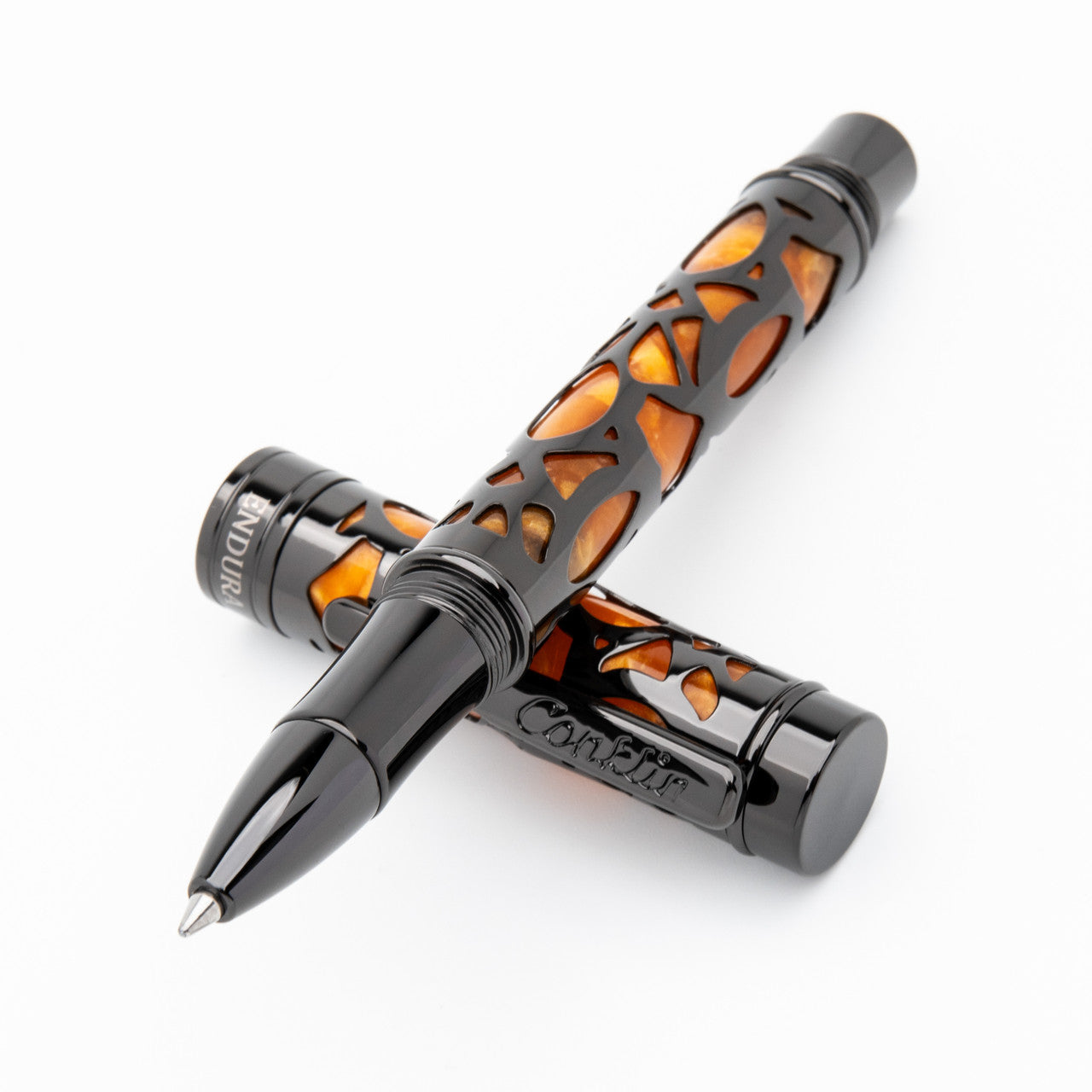 Conklin Endura Deco Crest Rollerball Pen ORANGE w/ Gunmetal
