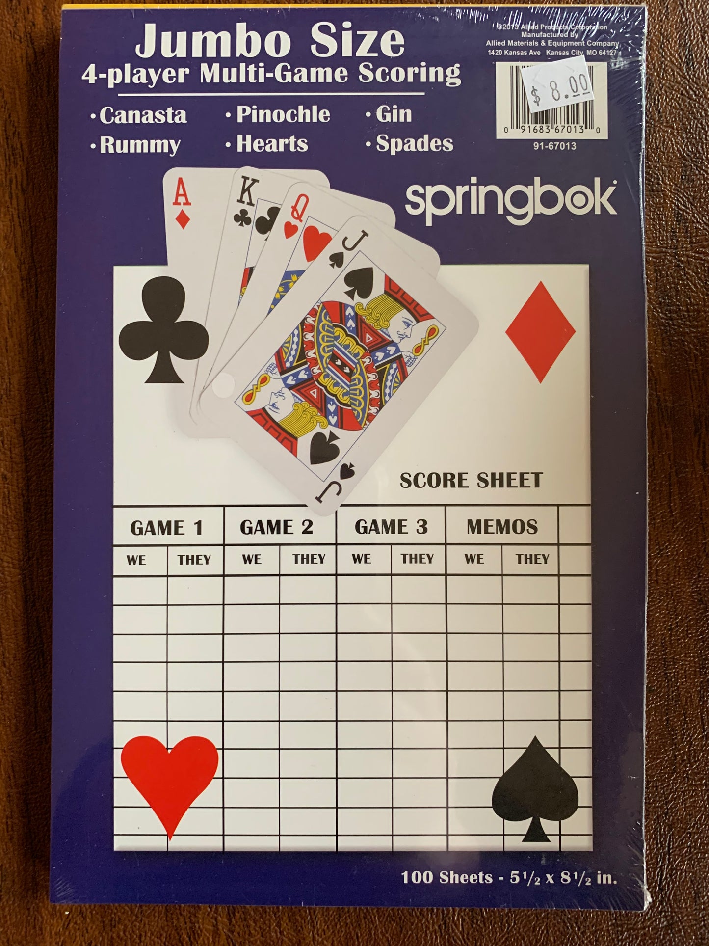 Bridge Score Cards, Jumbo