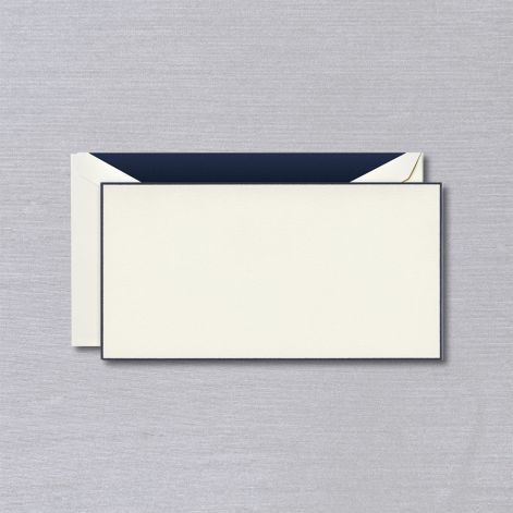 Navy Bordered Ecru Monarch Card 10 cards / 10 lined envelopes BY CRANE