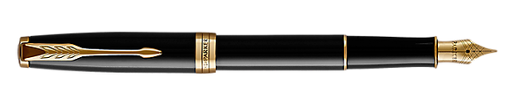 Parker Sonnet Fountain Pen Black Lacquer Gold Trim Medium Nib