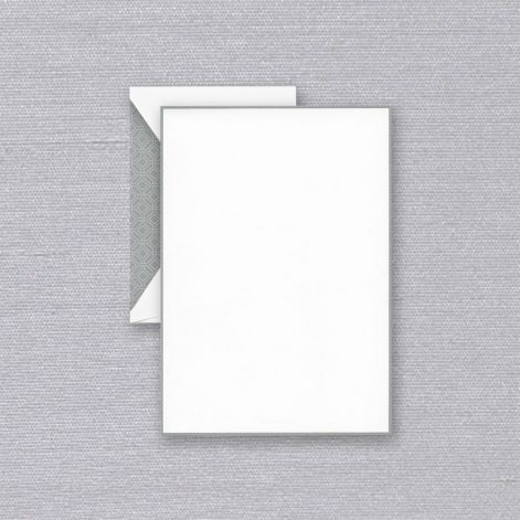 CRANE Pewter Bordered Pearl White Half Sheet