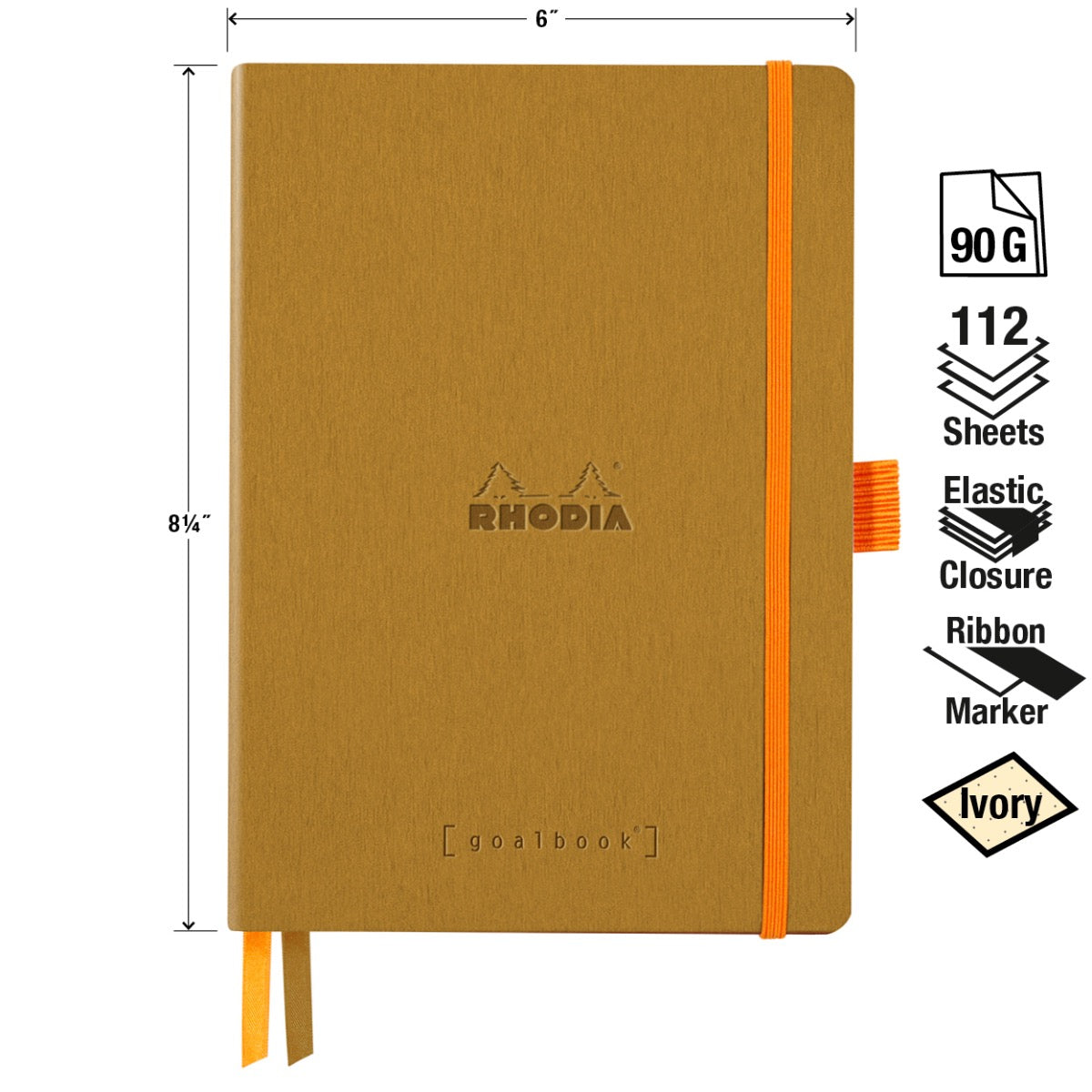 #1178/11C Rhodia SOFTCOVER Goalbook, A5, Dot, 120 Sheets, GOLD cover