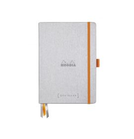 #1185/70 Rhodia HARDCOVER Goalbook, A5, Dot, 120 Sheets, SILVER with WHITE PAPER