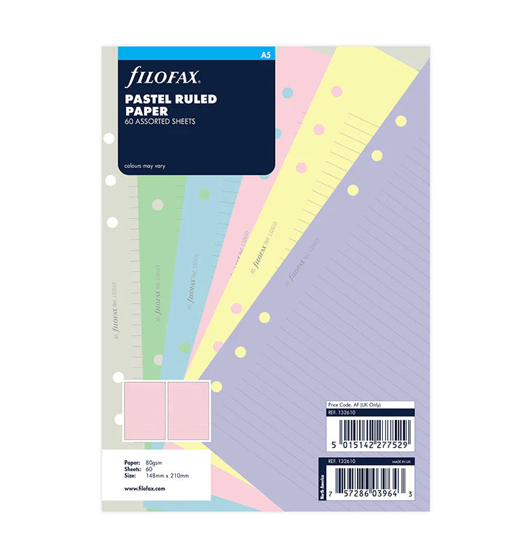 A5 Filofax Pastel Organizer and CLIPBOOK Re-fills (personal and Pocket too)
