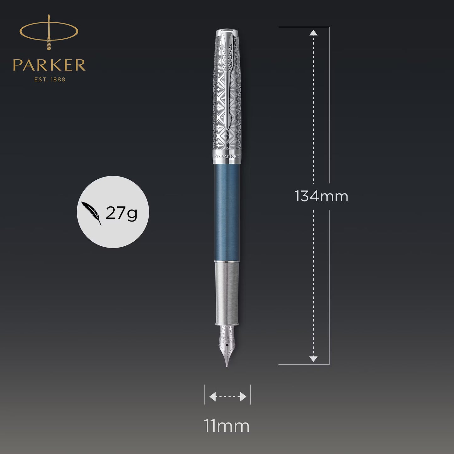 *PARKER SONNET METAL BLUE  18k nib