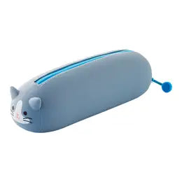 PuniLabo Lying Down Zipper Pouch, Gray Cat