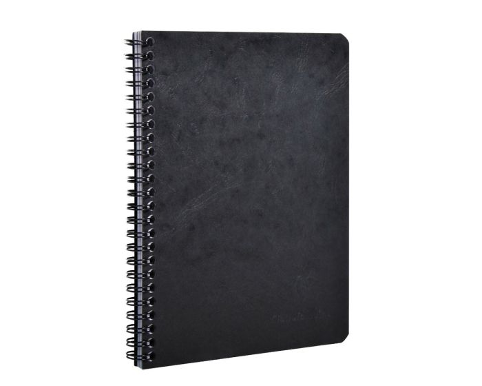 Clairefontaine - Basic Notebook - Wirebound - Lined with 3 Pocket Folders - 60 Sheets - 6 x 8 1/4" - Black