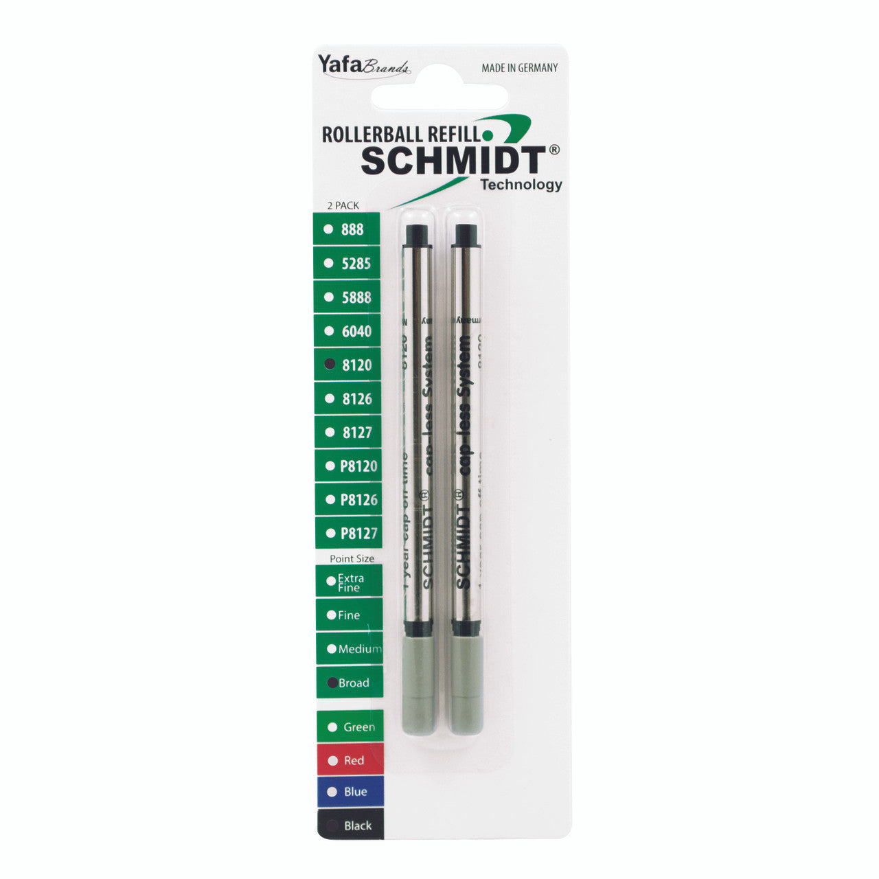 Schmidt LONG CAPLESS Refills for Rollerballs 2 PACK