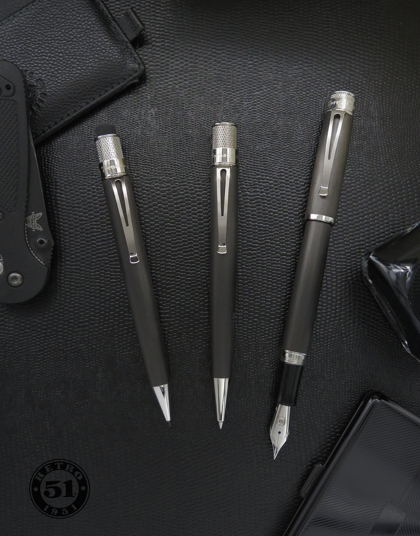 Retro 51 Black Nickel Platinum Tornado Rollerball and Pencil Set