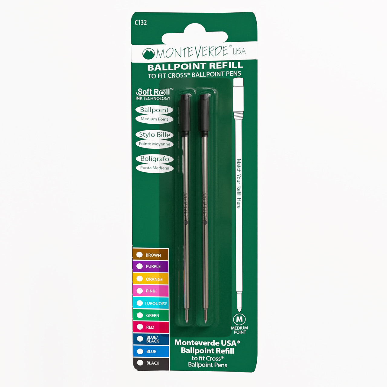 Monteverde Refill for Cross Ballpoint (2pack) Black Medium
