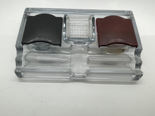 Vintage Glass Double Well, Double Pen Tray