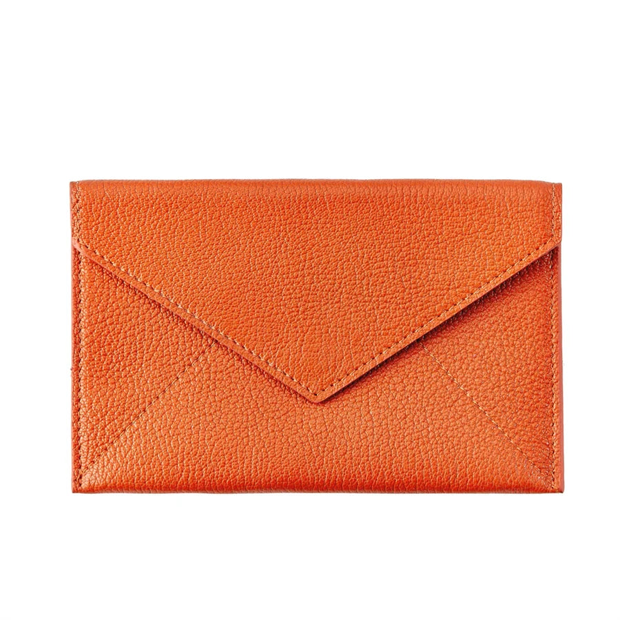 Orange Goatskin Leather Medium Envelope by Graphic Image