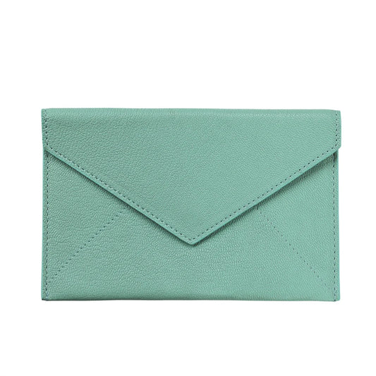 Robins Egg Blue Goatskin Leather Medium Envelope by Graphic Image