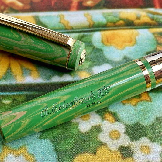 Esterbrook Model J Lotus Green Ebonite - Gold Trim, Journaler's Nib