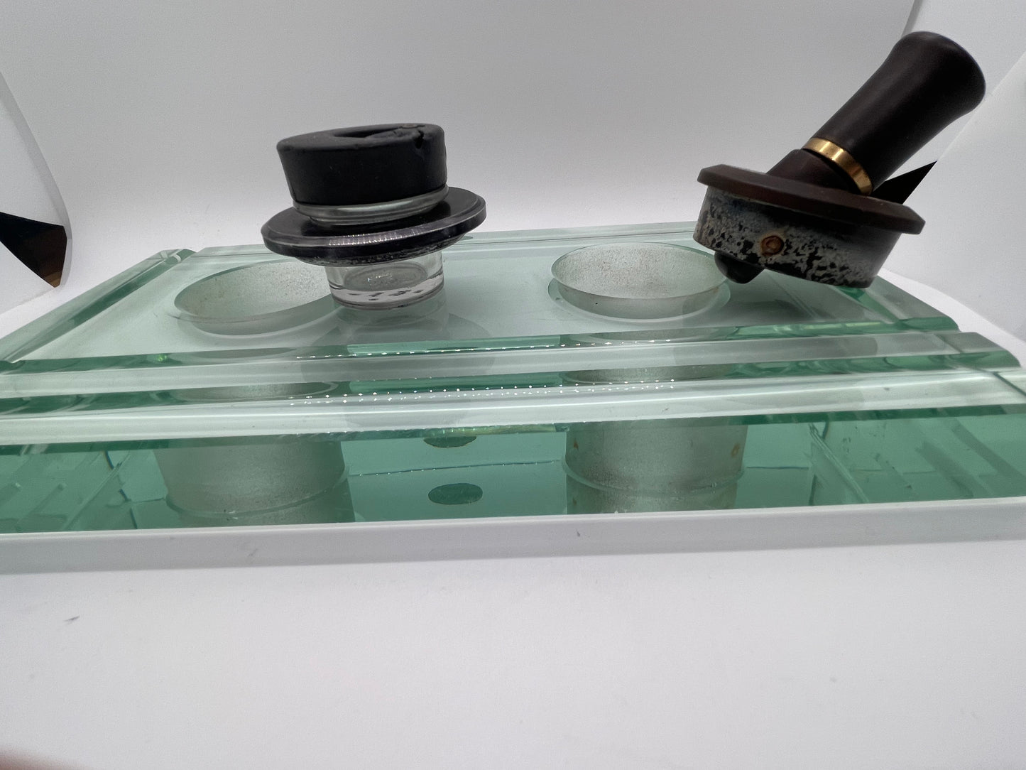 Vintage 2 pen Tray and 1 Ink Wells, 1 Pen stand