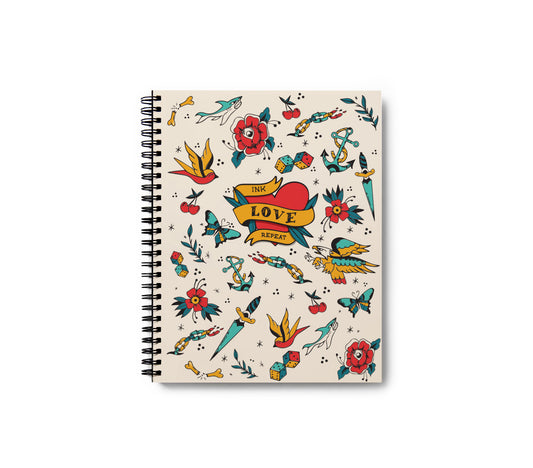 Ink-Love-Repeat Medium Spiral Sketchbook