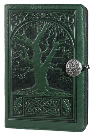 Oberon Design Celtic Braid Embossed Genuine Leather Checkbook Cover, 3.5x6.5 Inches, Green, Made in The USA