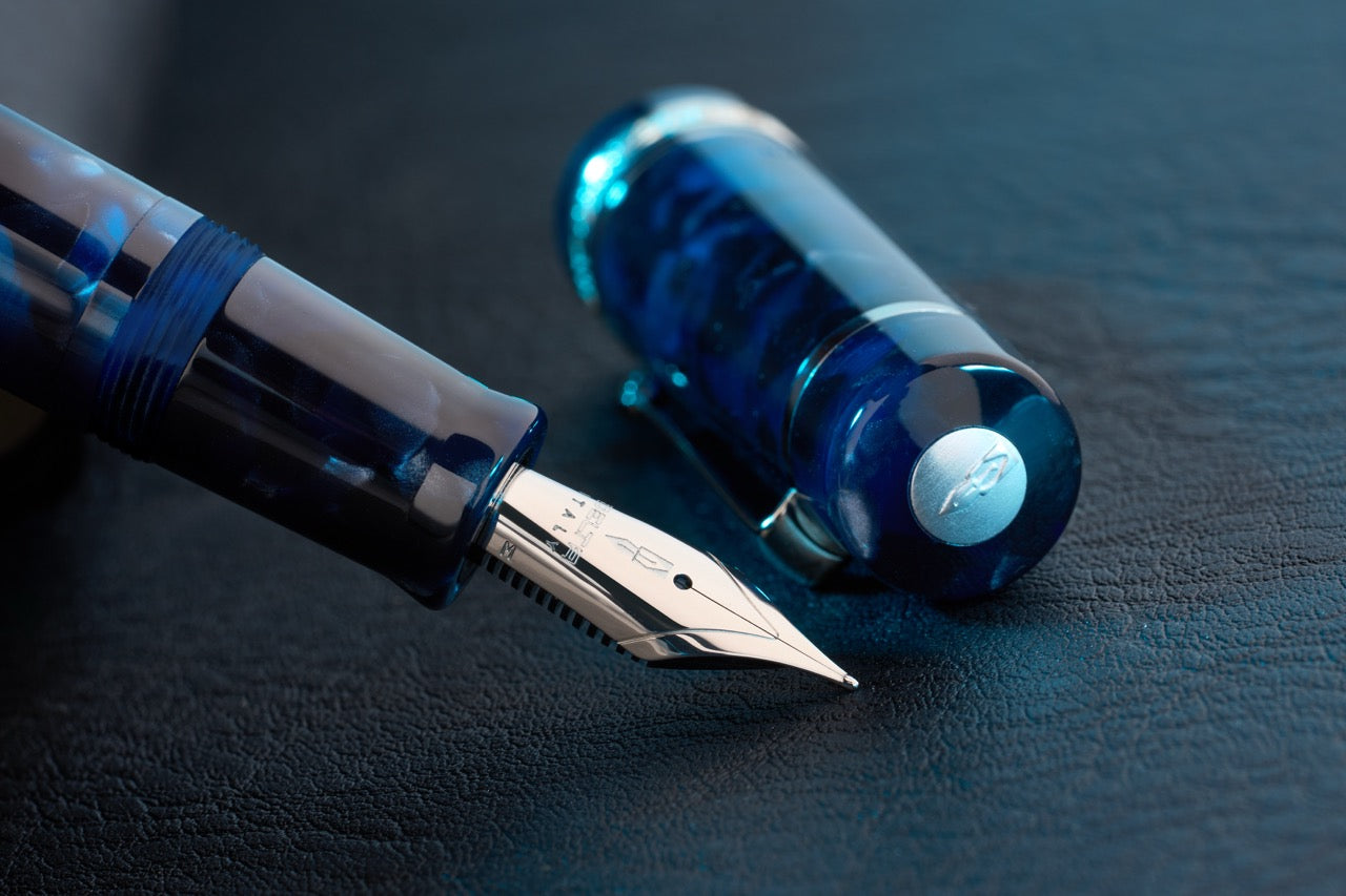 Delta Reservoir 2.0 Blue/Grey mother-of-pearl material, Numbered Edition Fine Nib