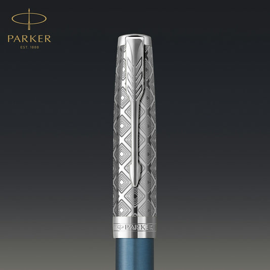 *PARKER SONNET METAL BLUE  18k nib