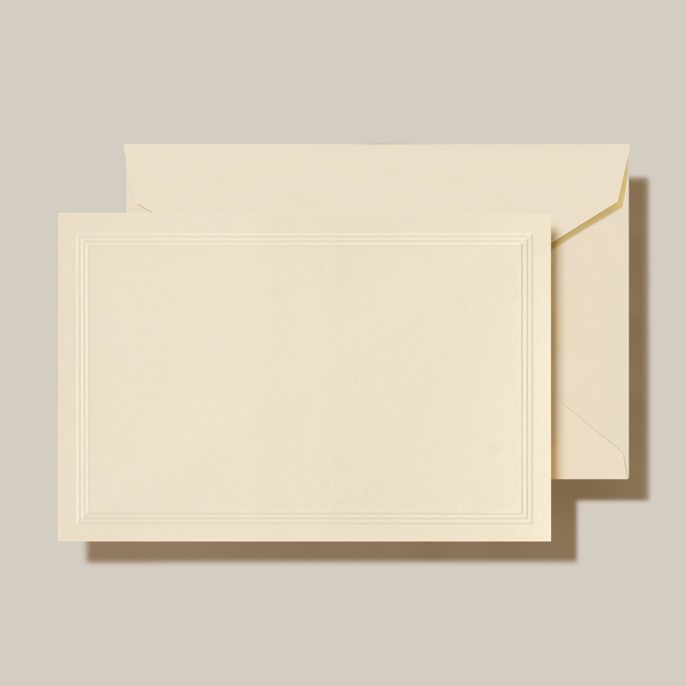 CC3196 TRIPLE DEBOSSED CORRESPONDENCE CARDS, ECRUWHITE KID FINISH
