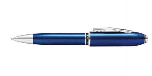 Peerless™ Translucent Quartz Blue Engraved Lacquer with Platinum Plated Appointments Ballpoint Pen