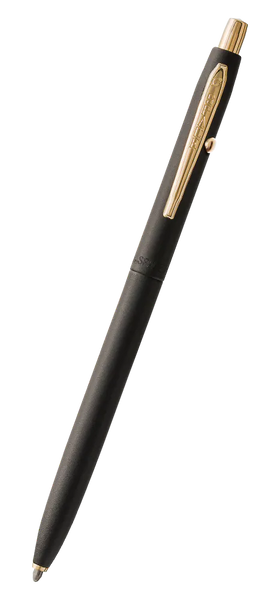 Fisher SpacePen BLACK MATTE SHUTTLE with Gold Clip and Nose Tip