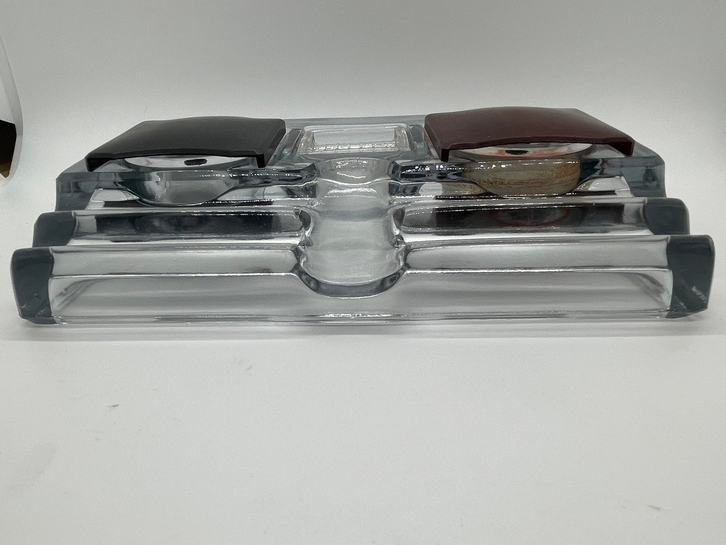 Vintage Glass Double Well, Double Pen Tray