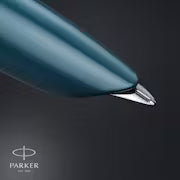 Parker 51 Teal Bue Chrome Trim Fountain Pen Medium Nib