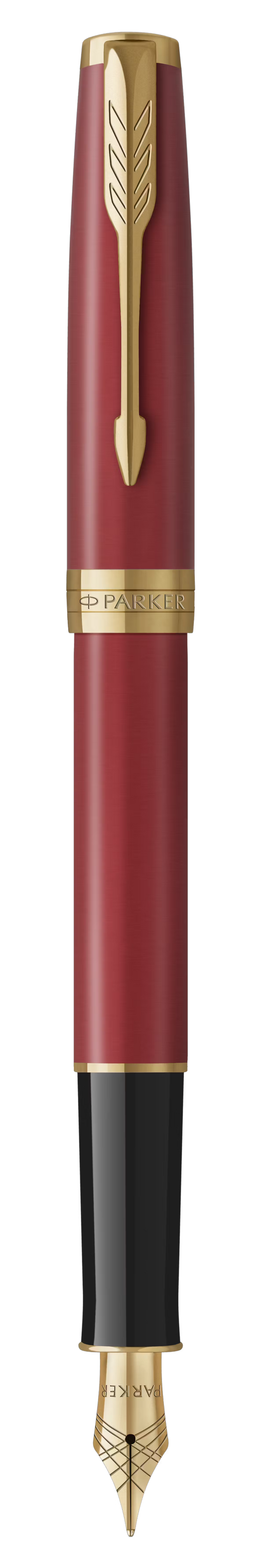 Parker Sonnet RED  Lacquer Gold Tone Fountain Pen Medium Nib