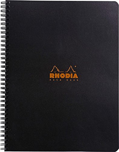 #193109 Rhodia Classic Notebook, Side Wirebound 9 x 11 ¾ Black, Lined w/Margin 80 Sheets