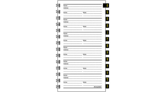 AT-A-GLANCE Tabbed Tel Refill for 70-008 and 70-543 and 70-064  No. 80909 10