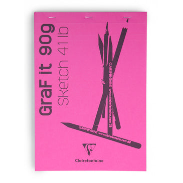 #96680 Clairefontaine Graf it Sketch Pads Glued and Stapled on top 8x12 80 sheets Rose Cover