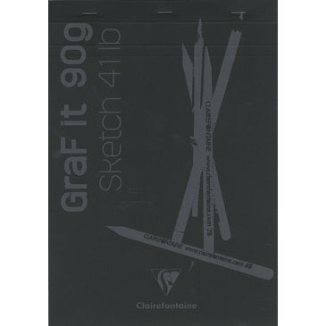 #96841 Clairefontaine Graf it Sketch Pads Glued and Stapled on top 8x12 80 sheets Black Cover