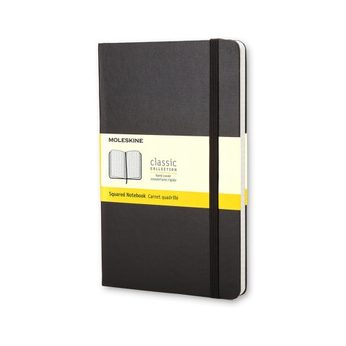 Moleskine Classic Notebook LARGE Size 5" x 8.25" SQUARED Hardcover BLACK