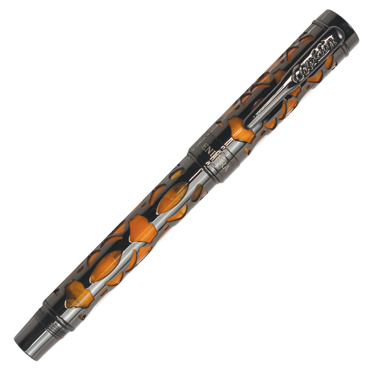 Conklin Endura Deco Crest Fountain Pen Orange w Gunmetal