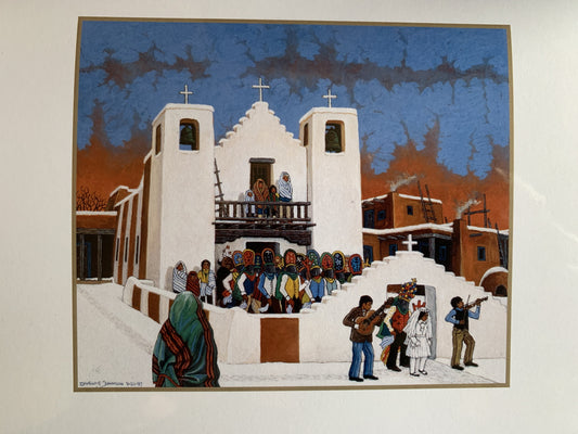 San Geronimo de Taos, 1990 by Douglas Johnson (choose boxed or single cards)