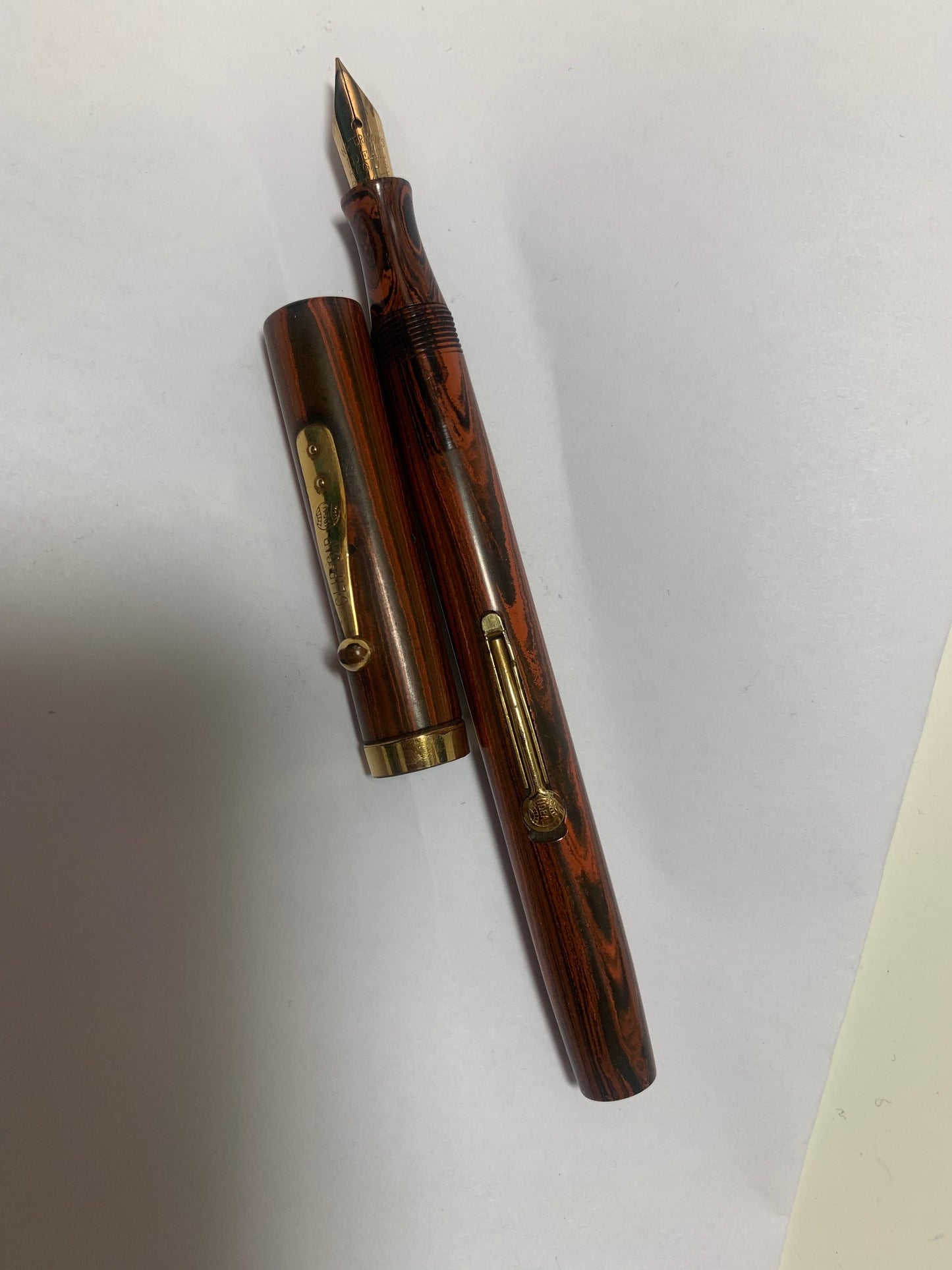 Waterman Ripple Rose c- 1918 14K fine flexible nib (Lou's)