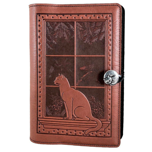 Oberon Original  Journal CAT IN WINDOW in Saddle (6x9inches)