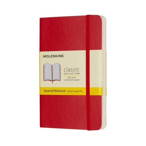 Moleskine Classic Notebook Pocket Size 3.5" x 5" SQUARED Softcover RED