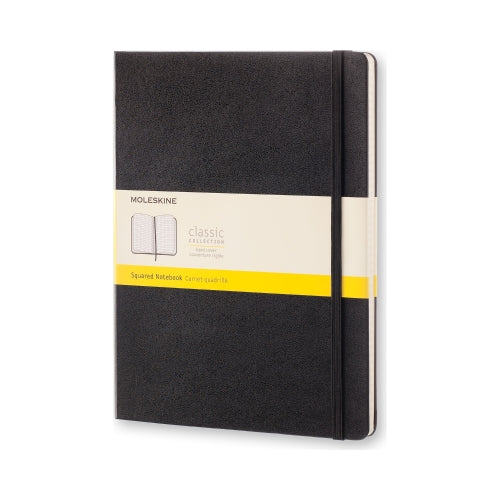 Moleskine Classic Notebook X-LARGE Size 7.5" x 9.75" SQUARED Hardcover BLACK