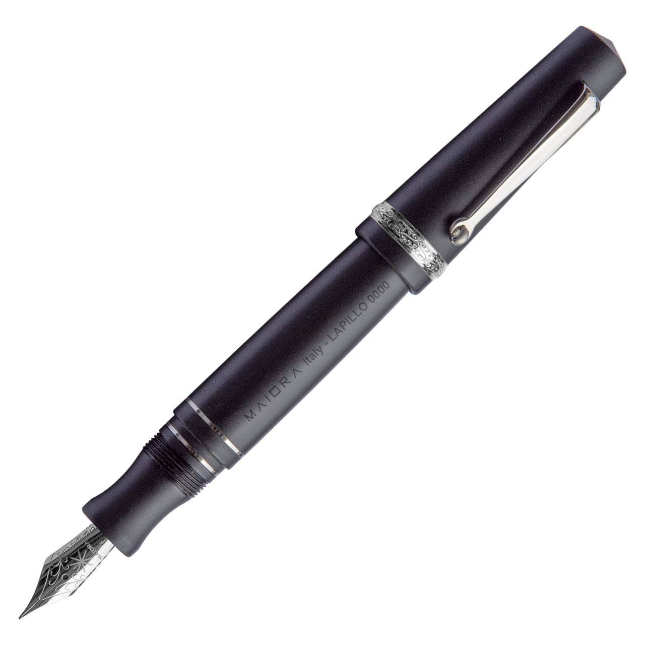 Maiora Aventus LAPILLO (“LAPILLUS”matte black / palladium plated) fountain pen Fine Nib
