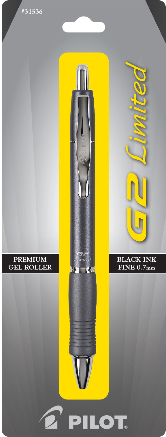 Pilot G2 Limited Gray Retractable Gel Roller, Black fine....