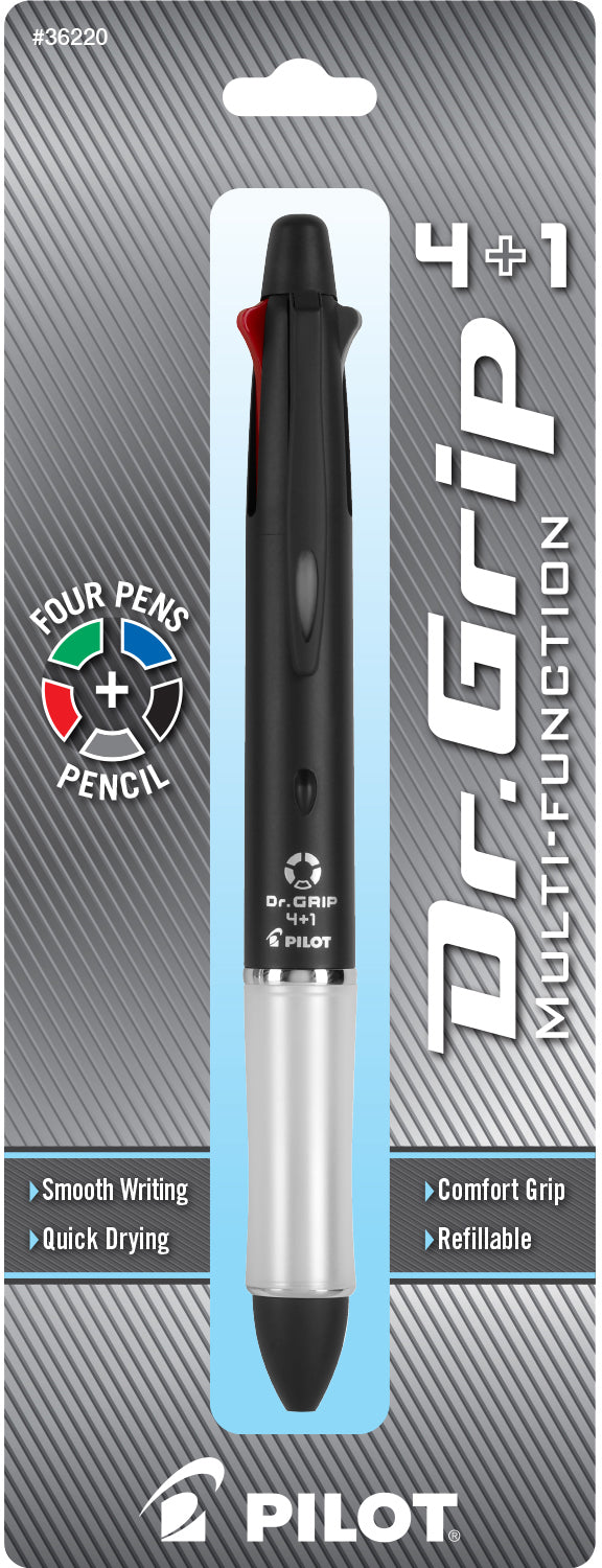 Pilot Dr. Grip 4+1 Multifunction Pen, Black Barrel