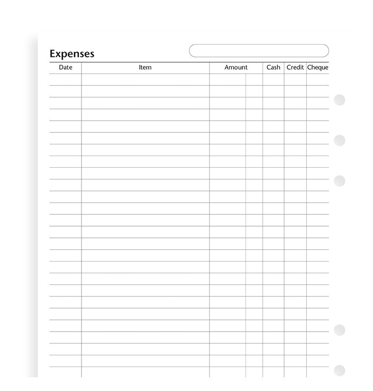 Filofax A5 Organizer or Clipbook EXPENSES