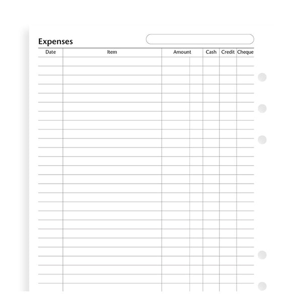 Filofax A5 Organizer or Clipbook EXPENSES