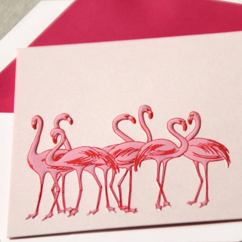 Engraved Flamingos Note by Crane