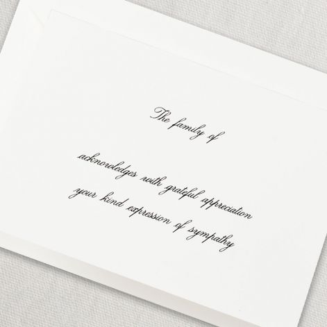 Engraved Pearl White Sympathy Acknowledgement Note by Crane
