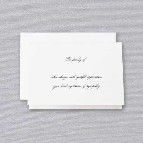 Engraved Pearl White Sympathy Acknowledgement Note by Crane