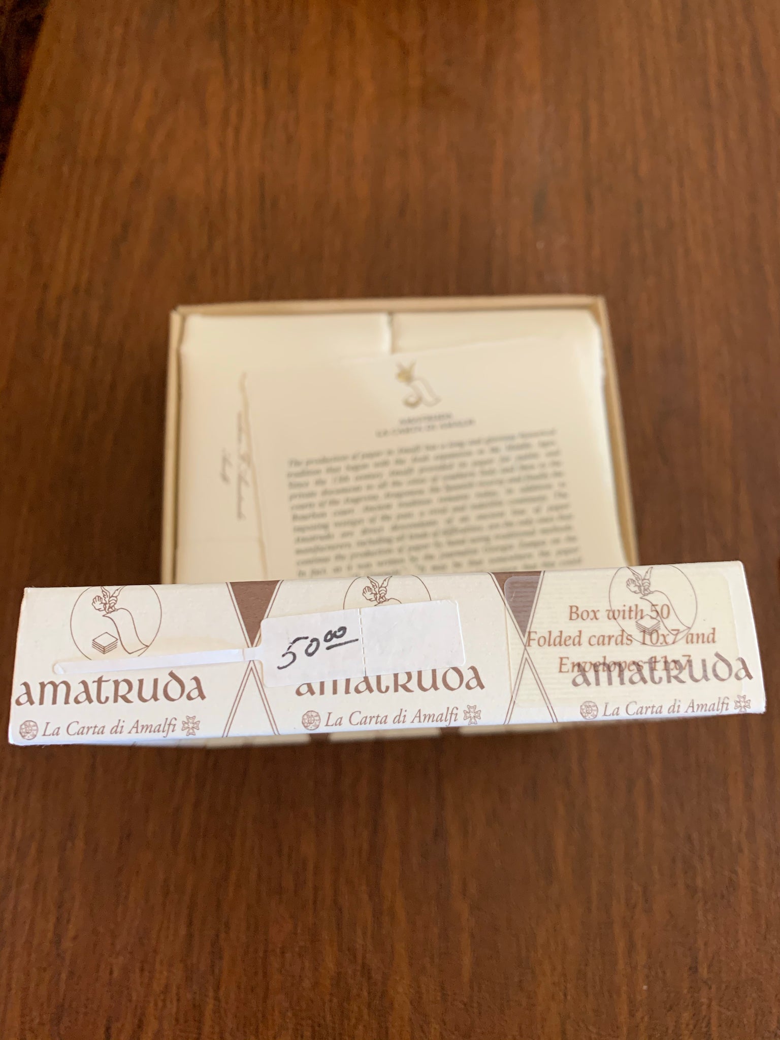Amalfi Box of 50 Folded Cards/Envelopes 4 1/4" x 2 3/4" by Amatruda