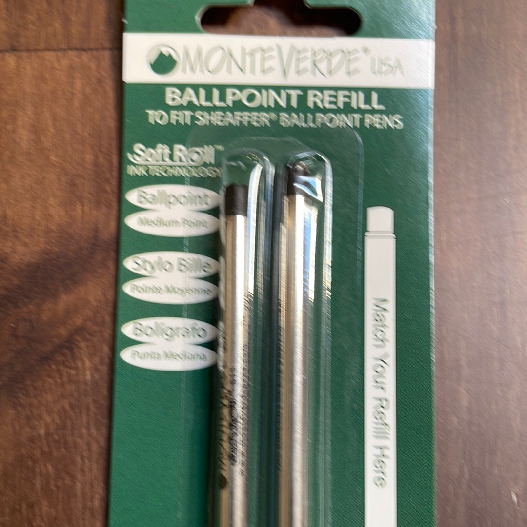 Monteverde Soft Roll Black Ballpoint Refill to fit Sheaffer Ballpoint Pens (2pack)